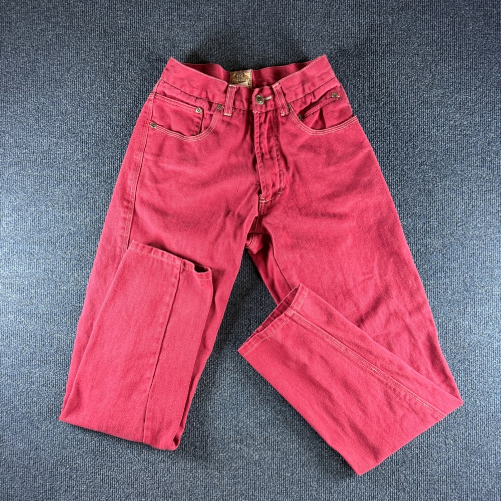 Jou Jou 90s Jeans Womens 24x28 High Waisted Tapered Dark Pink Denim Vintage